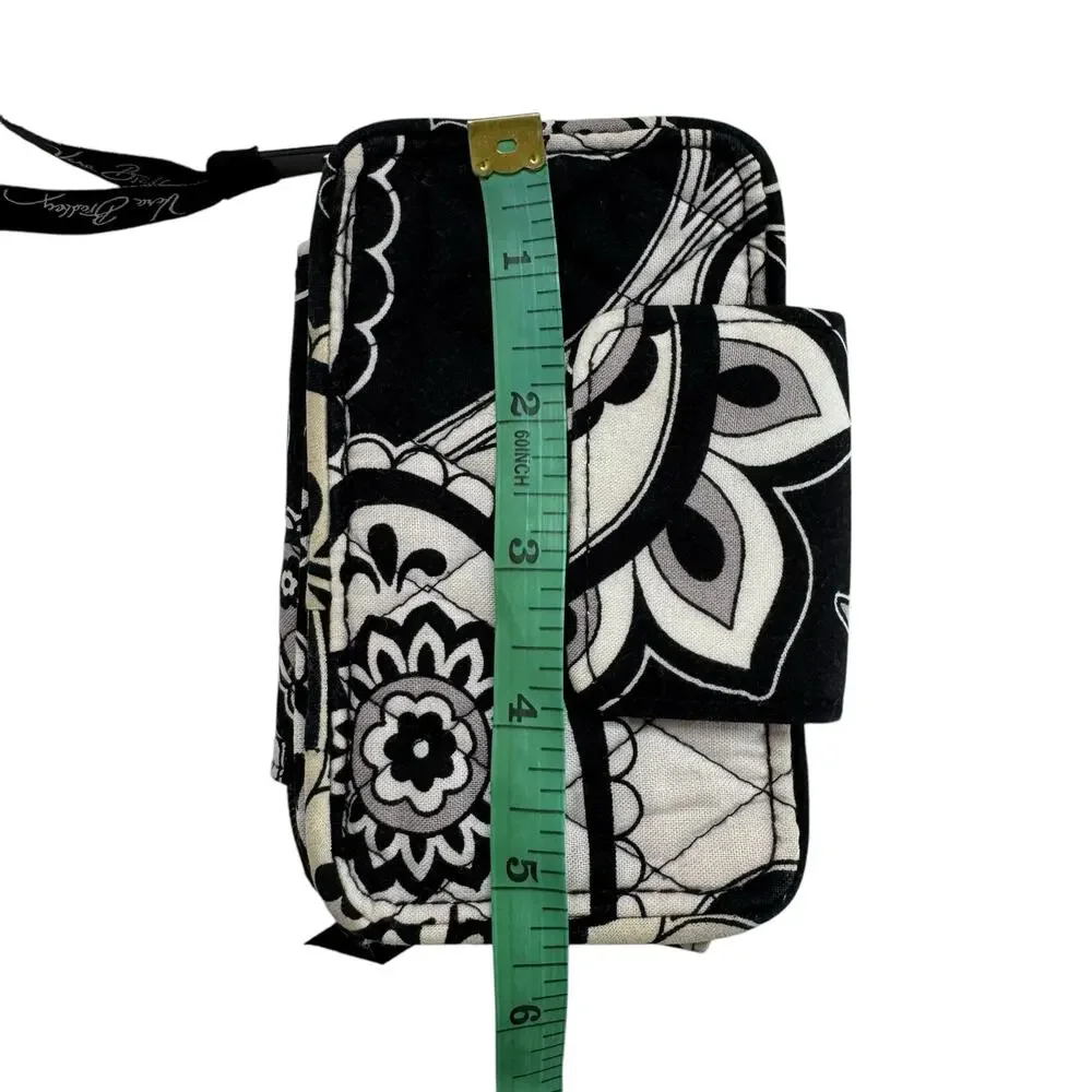 VERA BRADLEY Mini Wallet Midnight Paisley Black White Gray Zip Snap *READ*
